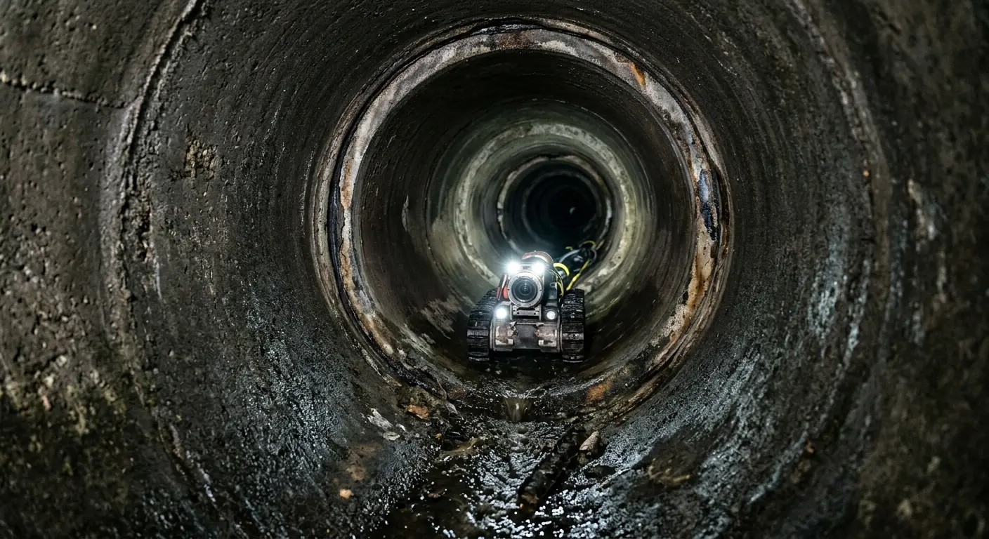Robotic sewer camera inspecting pipe interior for Sewer Line Repair in Moultonborough